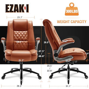 EZAKI High Back Office Chair with Flip-up Arms and Built-in Lumbar Support