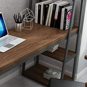 LICHUAN Folding Table 60 Inches Computer Desk with Bookshelf,Modern Study Writing Desk with Desktop Display Shelves，Laptop Table Workstation Home Office Furniture Folding Table Desk