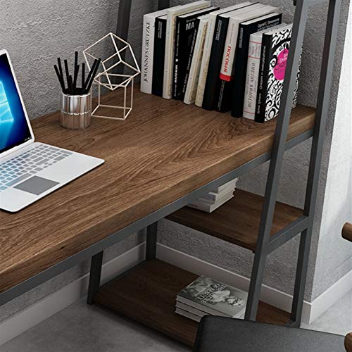 LICHUAN Folding Table 60 Inches Computer Desk with Bookshelf,Modern Study Writing Desk with Desktop Display Shelves，Laptop Table Workstation Home Office Furniture Folding Table Desk