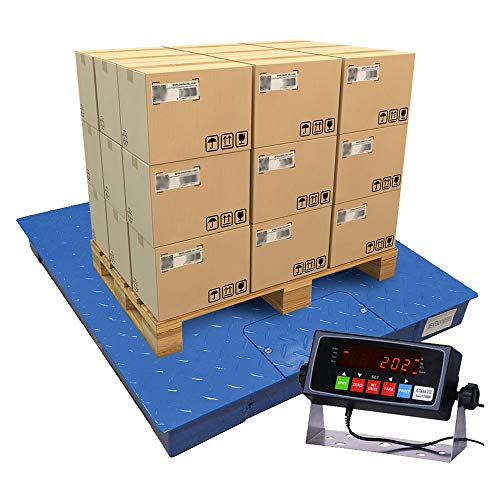 PEC Scales Steel Floor Scale, Accurate Pallet Scale with Smart Digital Indicator for Warehouse Shipping and Heavy Duty Industrial Weighing (48”x48”)