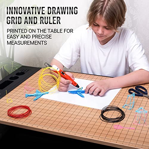 INOVATIVE Drafting Table | Ultimate Drawing Kit with Desk, Ergonomic Stool, LED Lamp and Phone Holder | Drafting Desk for Artists or Architects | Adjustable Angle and Height for Adults or Kids