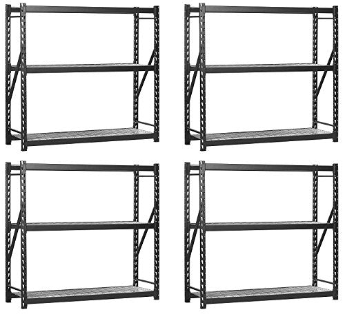 Sandusky Lee 7224PRBWWD3 Black Heavy Duty Steel Welded Storage Rack, 3 Shelves, 2,000 lb. capacity per shelf, 72" Height x 77" Width x 24" Depth (Pack of 4)