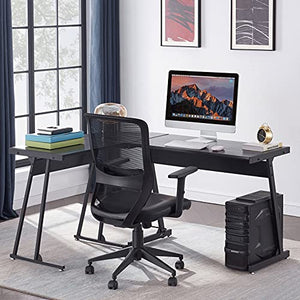L Shaped Desk Gaming Desk L Desk Computer Corner Desk with Round Corner for Gaming Desk Home Office Writing Workstation, Black
