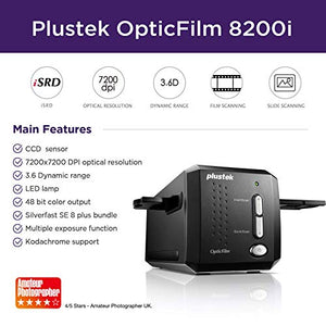 Plustek OpticFilm 8200i SE Film & Slide Scanner + 35mm Mounted Slide Holders Kit x 4