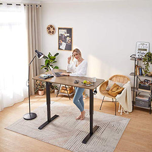 LINSY HOME Electric Standing Desk L Shaped, Height Adjustable Computer Desk Workstation for Home Office with Splice Board, Black Frame Walnut Top, LS260V5-A
