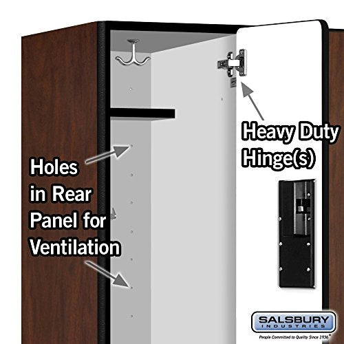 Salsbury Industries 2-Tier Designer Wood Locker, 6ft High, 18in Deep, Mahogany