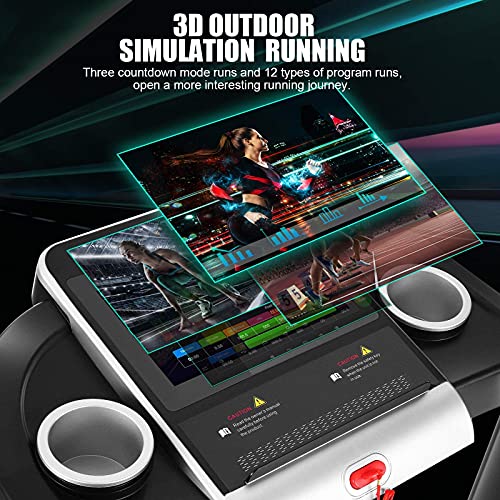 SYTIRY Treadmills for Home, Folding Treadmill with 10" HD TV Screen and WiFi,3.25hp Motor,Running Machine for Exercise with Workout Program, Hydraulic Drop, Heart Rate Sensor