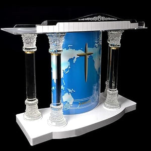 WAGLOS Acrylic Podium Stand with Crystal Pillars - 1.5m Long