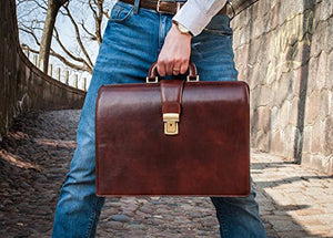 Leather Briefcase Doctor Attache Lawyer Bag Large Handmade Brown Time Resistance