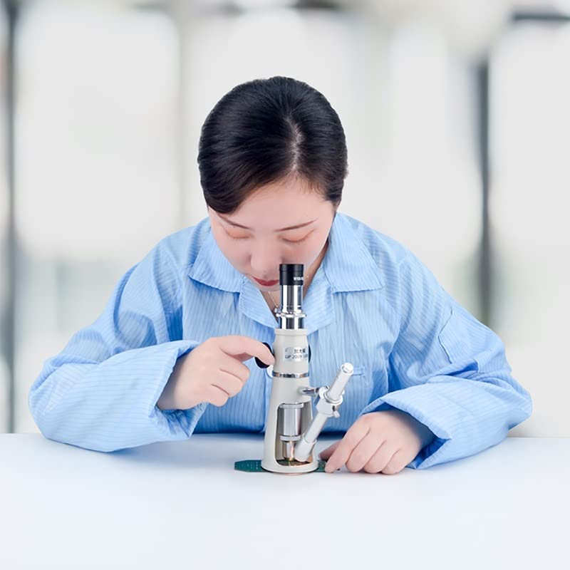 RIYIBH Microscope Accessories kit Slide Preparation camer 40X/100X Pocket Mini Handheld Jewelry LED Illuminant Microscope Handle Magnifier Monocular Jewelery Loupe Microscope Accessories