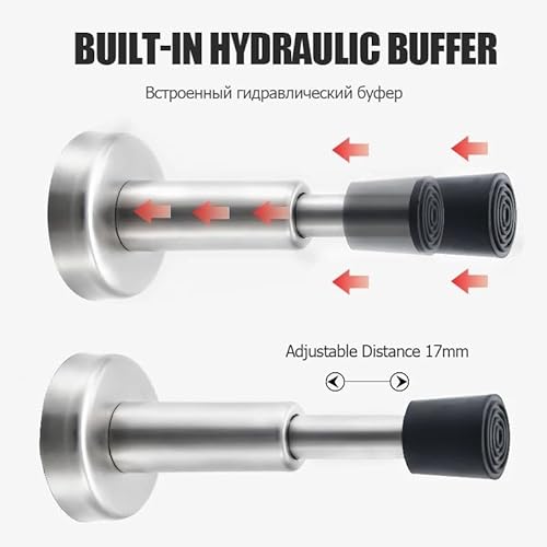 Hydraulic Buffer Door Stopper Wall-Mounted Bumper - Non-Magnetic, Non-Punch