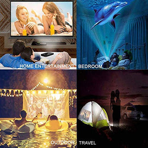 Laiduoao Mini Projector, WiFi Video Projector DLP Projector with 50,000 Hrs Lamp Life, 1080P and 150”Display Supported Portable Projector, Built-in Battery and Speakers with 360°Rotation Tripod