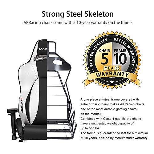 AKRacing Masters Series Premium Gaming Chair with High Backrest, Recliner, Swivel, Tilt, 4D Armrests, Rocker and Seat Height Adjustment Mechanisms with 5/10 Warranty - Silver