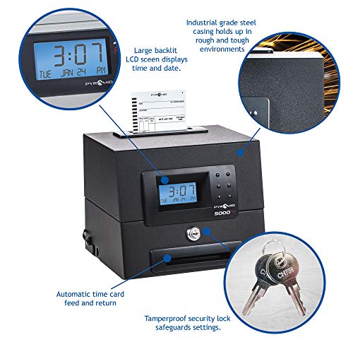 Pyramid 5000HD Heavy Duty Steel Auto Totaling Time Clock - Made in the USA