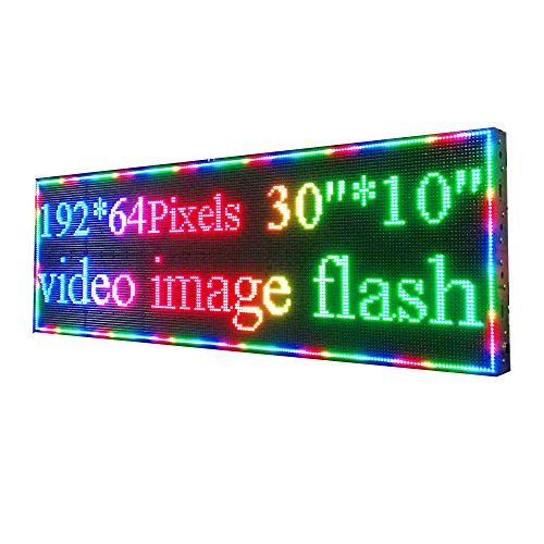 P4 Ultra Bright 5500Nits 30"x 10" 192x 64 Pixels Full Color Semi Outdoor LED Sign RGB Video Image Flash LED Display Programmable Scrolling Message Board for Window