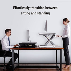 FlexiSpot 35" Standing Desk Converter with Quick Release Keyboard Tray Computer Desk,Mahogany (M2MG)