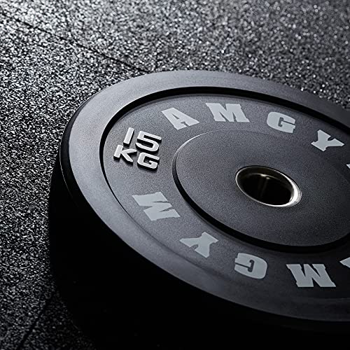 AMGYM KG Bumper Plates Olympic Weight Plates 2 inch Steel Insert, Strength Training(70kg Set)