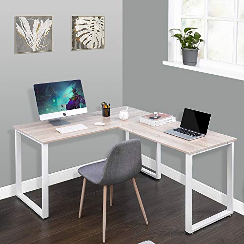 Zebery Corner Computer-Desk Office Desk L-Shaped Compact Folding Desk Large Computer Desk PC Laptop Study Gaming Table Workstation for Home and Office