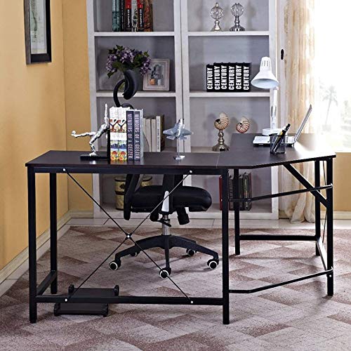 MEETGG Computer Desk Computer Workstation L-Shaped Desk Large Corner Desk PC Laptop Study Gaming Table Workstation for Home Office