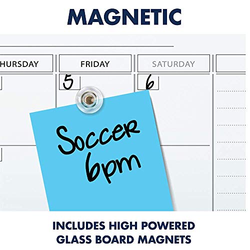 Quartet Magnetic Whiteboard Calendar, Glass Dry Erase White Board Planner, 4' x 3', White Surface, Frameless, Infinity (GC4836F)