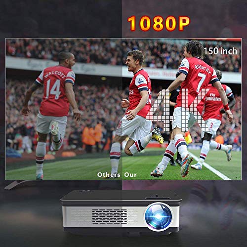 UnlimiTV Native 1080p Full HD Home Theater Video LED Projector- Big Screen,Up to 150 Inch Size,Compatible with TV-Box,Fire TV ROKU Sticks,SD, PS4,Laptop,DVD for Home ,Film,Movie (Black)