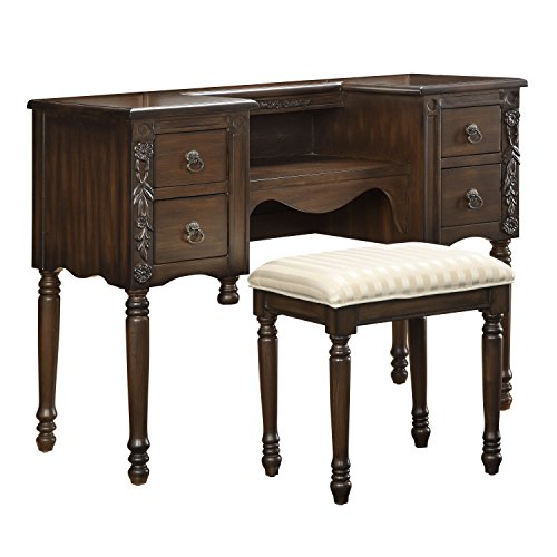 acme 6540 2 Piece Ashton Vanity Desk and Stool, Oak