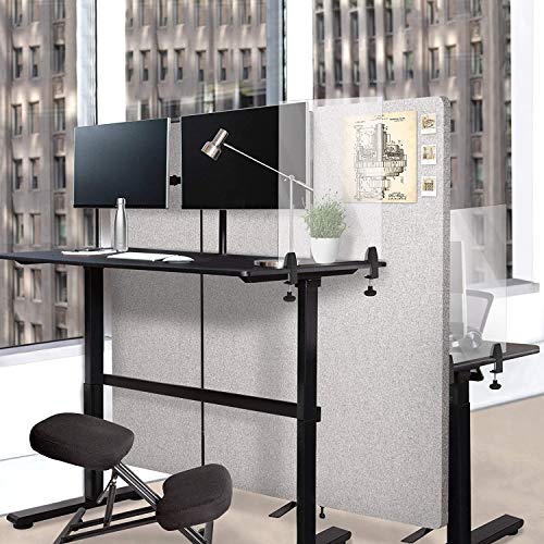 Stand Steady Clear Desktop Panel | Clamp On Protective Acrylic Shield & Sneeze Guard | Desk Divider Securely Attaches to Desks & Tabletops | for Offices, Schools, Libraries & More (60 x 30)