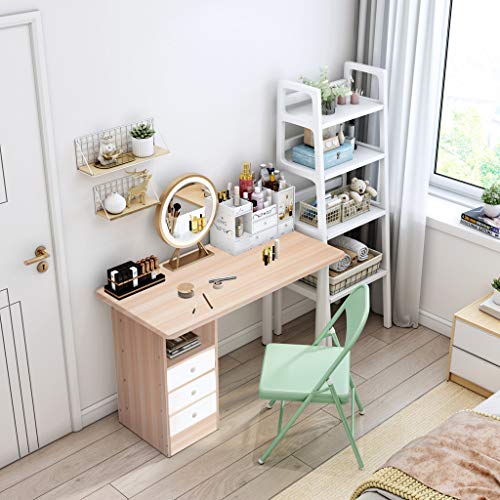 Writing Computer Desk with 3 Drawers, Laptop Notebook PC Workstation with Storage Cabinet, Modern Simple Style Desk, Space-Saving Corner Table Home Office Furniture, 39.5 X 30 X 19.7 Inch (Brown)