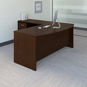 Bush Business Furniture Series C 72W Bow Front L Shaped Desk with 48W Return and Mobile File Cabinet in Mocha Cherry