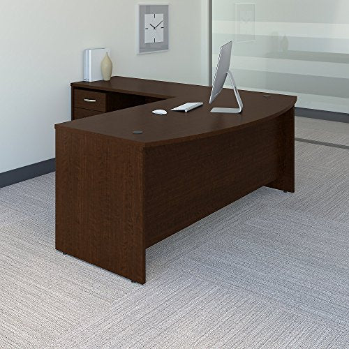 Bush Business Furniture Series C 72W Bow Front L Shaped Desk with 48W Return and Mobile File Cabinet in Mocha Cherry