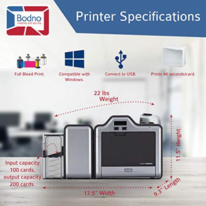 Fargo HDP5000 Dual Sided ID Card Printer & Complete Supplies Package with Bronze Edition Bodno Software