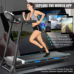 ANCHEER Folding Treadmill, APP Bluetooth Speaker 3.25HP Treadmills for Home with Automatic Incline, Electric Motorized Running Walking Jogging Machine for Home/Office/Gym Cardio Use