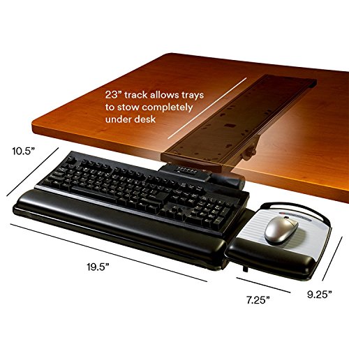 3M AKT180LE Sit/Stand Easy Adjust Keyboard Tray, Highly Adjustable Platform,, Black