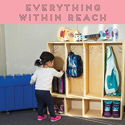 ECR4Kids Birch Streamline Classroom Locker - Hardwood Coat & Backpack Storage for Kids - 4-Section, Toddler (36" H)