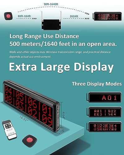 WNKRUN Wireless Calling System with 1 Call Number Display, Long Range Signal Amplifier, 15 Waterproof Call Buttons, and 2 Watch Pagers