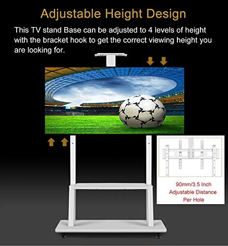 YokIma White Universal TV Stand for 32-70 Inch TVs with Wheels and AV Camera Shelf