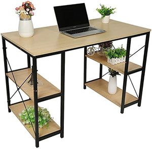 SYLTER Office Conference Table with Storage Shelves 43.3" - Black Metal Frame