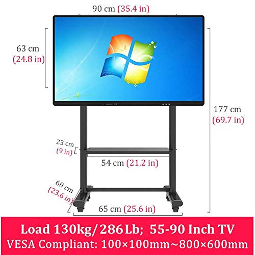 WYJW Extra Large Rolling TV Cart for 55-90inch TVs with AV Shelf