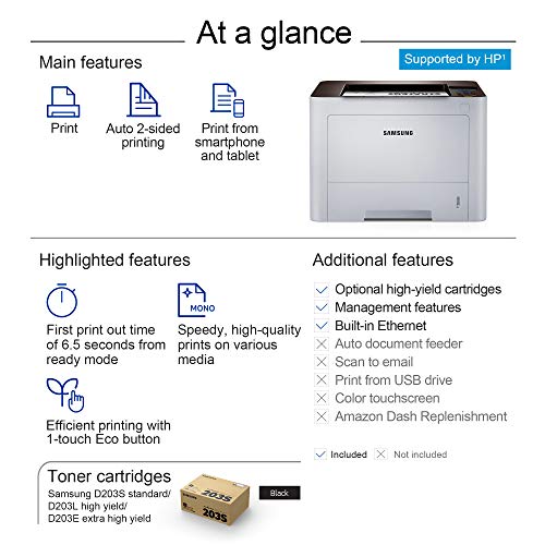 Samsung ProXpress M4020ND Monochrome Laser Printer with Mobile Connectivity, Duplex Printing, Built-in Ethernet, Print Security & Management Tools (SS383K)