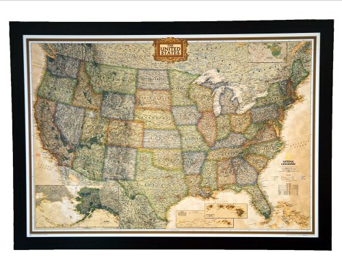 THE #1 SELLING push pin map of the United States Nat Geo’s Exec. US Map FRAMED 47 X 34" Pin board MAP with Black Satin Finish Frame is the best push pin travel map for home office or educational use
