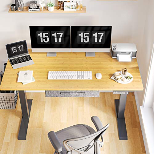 Electric Stand up Desk Frame - FEZIBO Single Motor Height Adjustable Sit Stand Standing Desk Base Workstation Black (Frame Only)