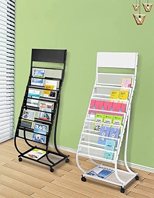 ArhaR Rolling Magazine Racks for Office/Reception Area - White