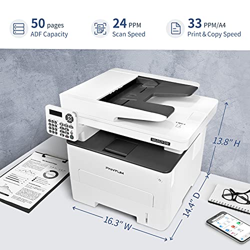 Pantum M6802FDW All in One Monochrome Wireless Laser Printer, Scanner Copier fax and Duplex Printing（W4E85B）