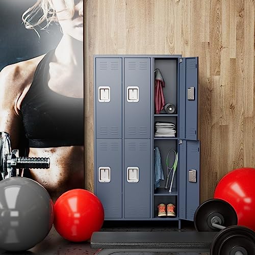 Aobabo Metal Office Storage Lockers - 6 Door Cabinet, 72" Tall - Employee/Home Office/Gym/School