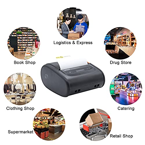 UROVO Bluetooth WiFi Receipt Printer, K329 Portable Thermal Printer, 3 Inch Print Width, Wireless Label Printer, for Home Office Express Delivery Use, Compatible with iOS Android