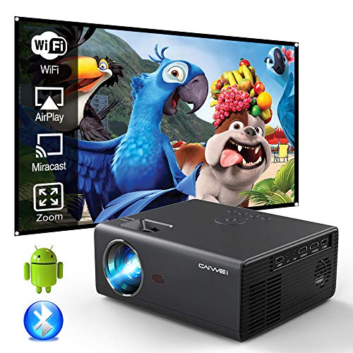 Wireless Bluetooth Wifi Projector,Portable Home Movie Projector Support Full HD Zoom 4D Keystone Correction Screen Mirroring,Compatible with HDMI USB VGA AV Laptop Fire TV Stick Tablet Smartphone Roku