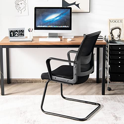 Tangkula Office Guest Chair Set of 12 with Adjustable Lumbar Support & Sled Base