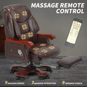 Kinnls Jones Massage Office Chair with Footrest and Genuine Leather Recliner