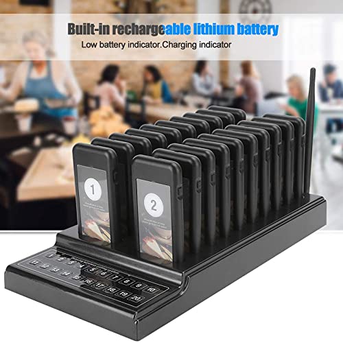 BRANBREIS Restaurant Buzzer Pager System, Wireless 20-Channel Pager with Charging Indicator
