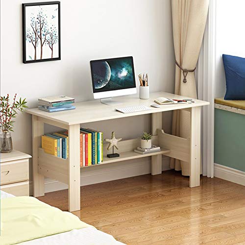 Writing Computer Desk with Shelves,39” Modern Study Desk Industrial Desk Laptop Table Corner Computer Desks for Home Office Notebook Desk for Small Spaces Bedroom Workstation Decor Gift (Beige)